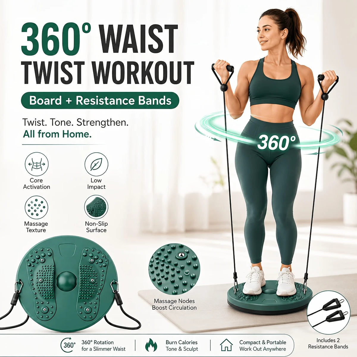 Silent Home Fitness Equipment Waist Twister Abdominal Twisting Board for Exercise - Compact Size for Efficient Core Training