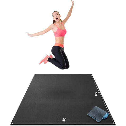 Extra Large Exercise Mat 6x4 to 10x4 1 4 Inch Thick Non Slip Durable Home Gym Flooring Yoga Fitness Weight Lifting