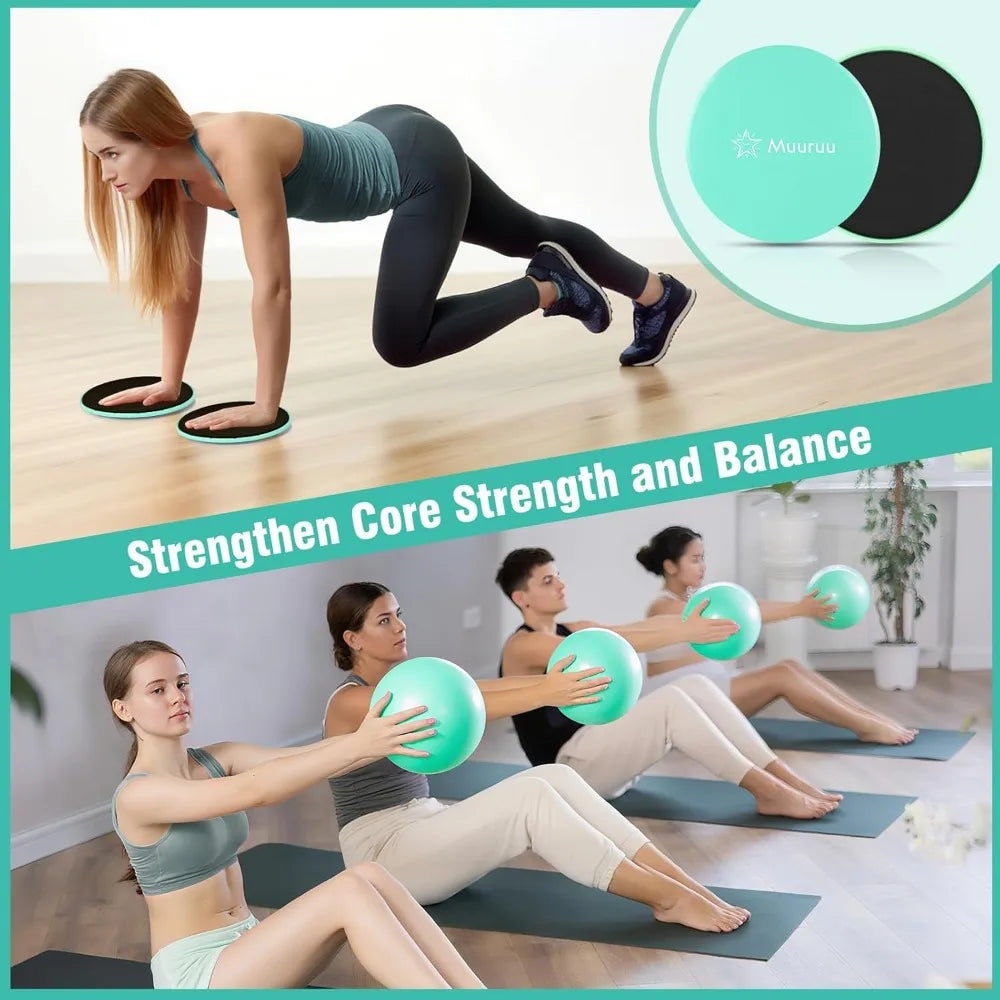 Pilates Equipment Kit for Home Workout, Pilates Ring and Ball Set for Women, 14'' Magic Circle Essentials Accessories Kit