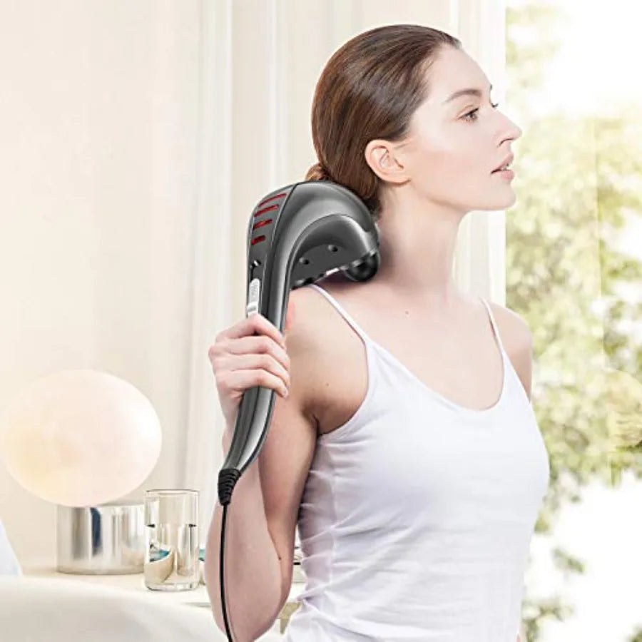 HANGSUN Handheld Neck Back Massager for Pain Relief Deep Tissue Electric Double Head Percussion Massage MG460 for Shoulder Leg