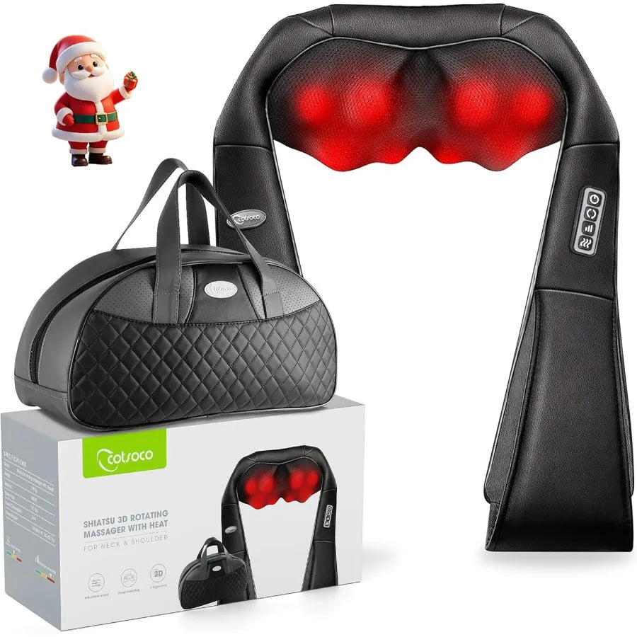Electric Shiatsu Back Neck and Shoulder Massager with Heat for Deep Tissue 3D Kneading Full Body Relief for Legs Feet and Muscl