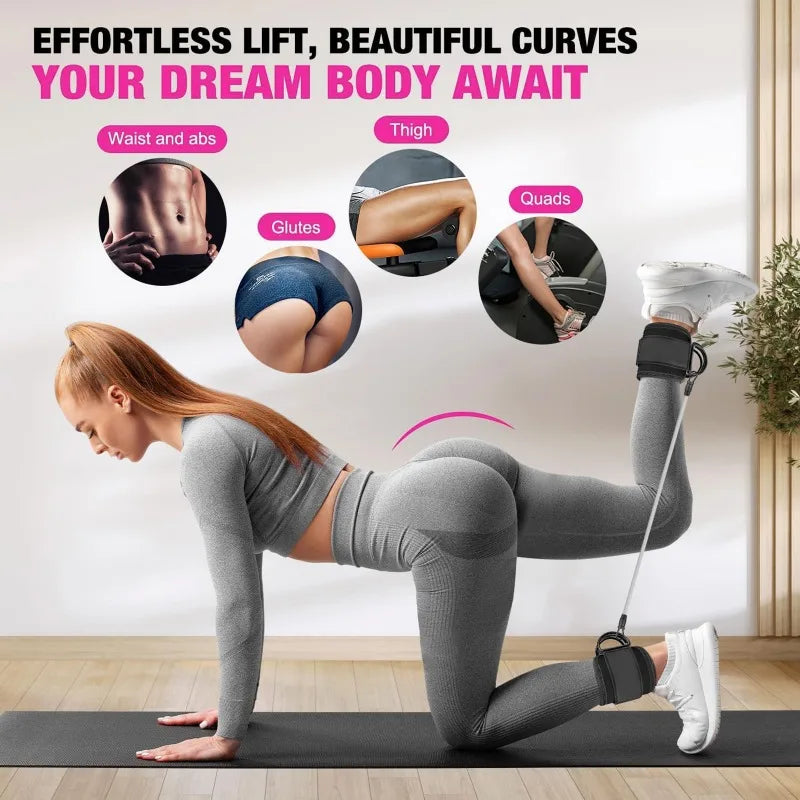 Ankle Resistance Bands with Secure Hold Slip-Proof Cuffs, Home Gym Leg & Glute Workout Equipment, 5-Pack for Kickbacks & Hip Training, Leg Work Out Accessories