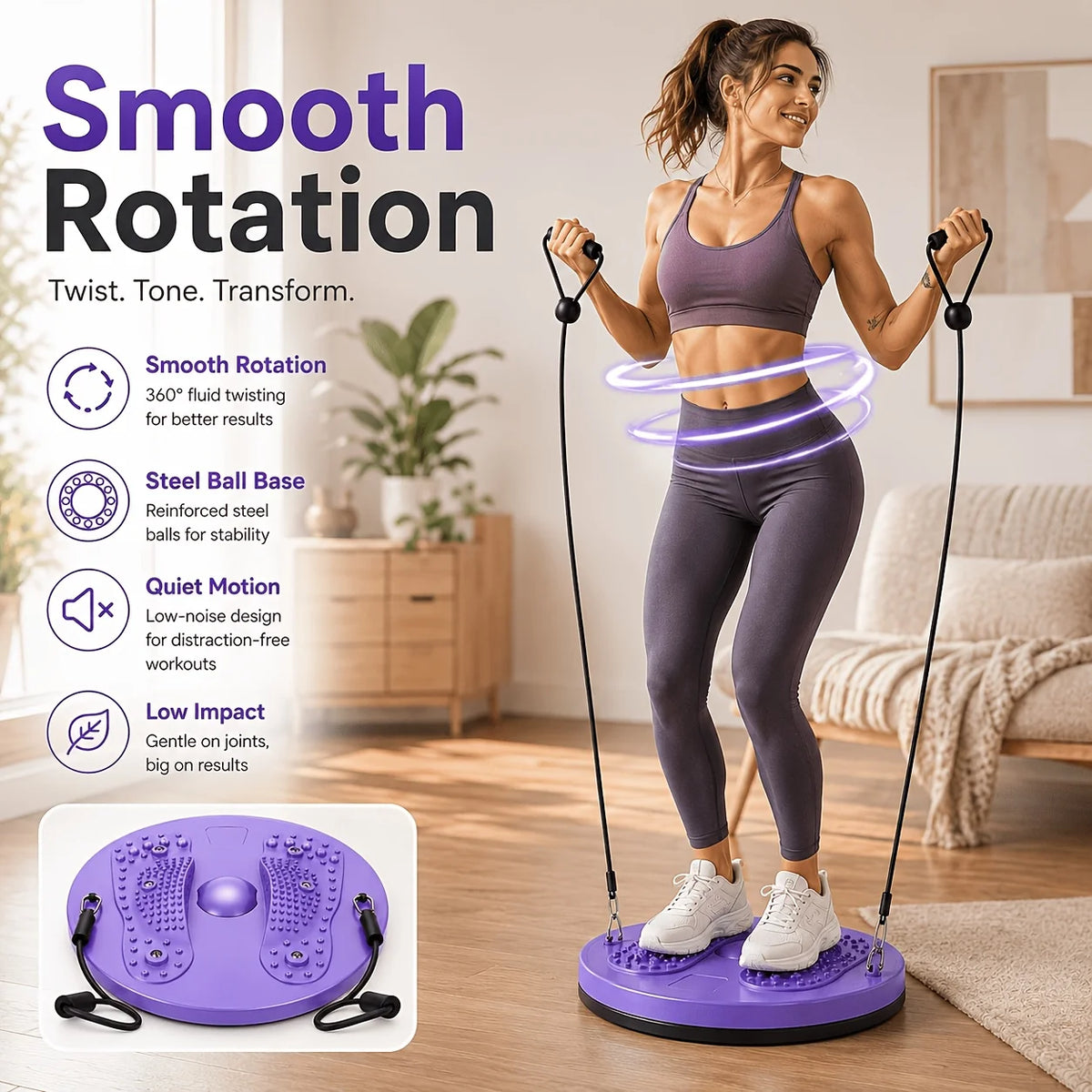 Silent Home Fitness Equipment Waist Twister Abdominal Twisting Board for Exercise - Compact Size for Efficient Core Training