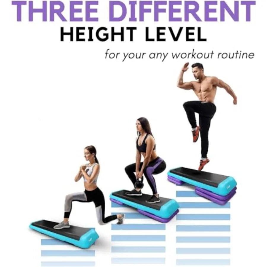 Adjustable Workout Aerobic Exercise Step Platform Health Club Size with 4 Adjustable Risers Included and Extra Risers Options