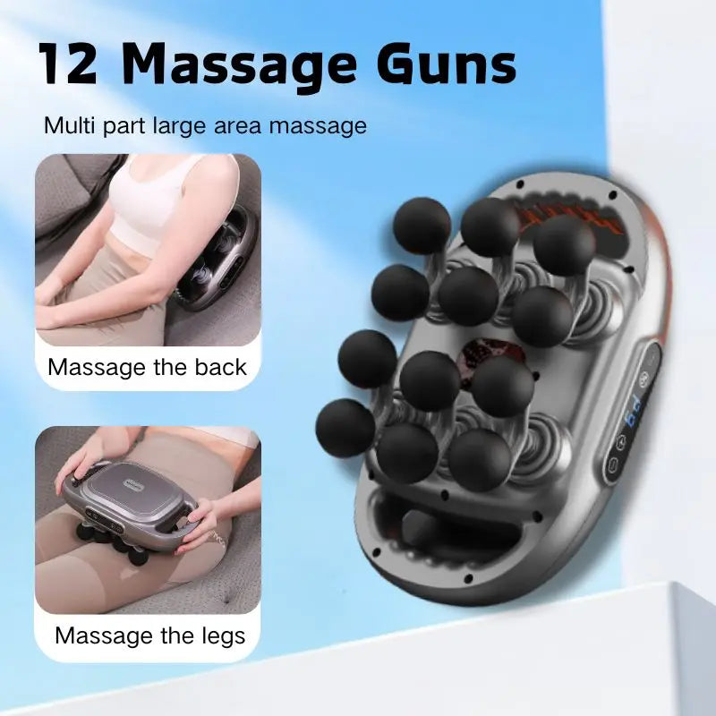 12 head massage gun, deep tissue impact massager, suitable for the back, shoulders, legs, and feet