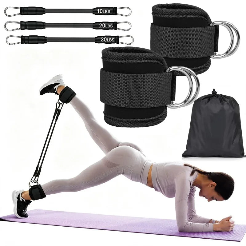 Ankle Resistance Bands with Secure Hold Slip-Proof Cuffs, Home Gym Leg & Glute Workout Equipment, 5-Pack for Kickbacks & Hip Training, Leg Work Out Accessories