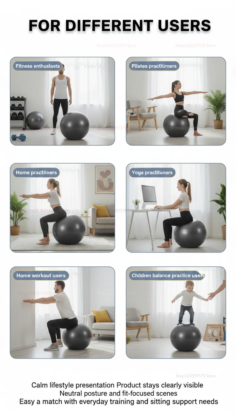 High Quality Explosion-proof Inflatable Yoga Ball, Suitable for Exercise and Balance, Suitable for Gym, Yoga and Home Training