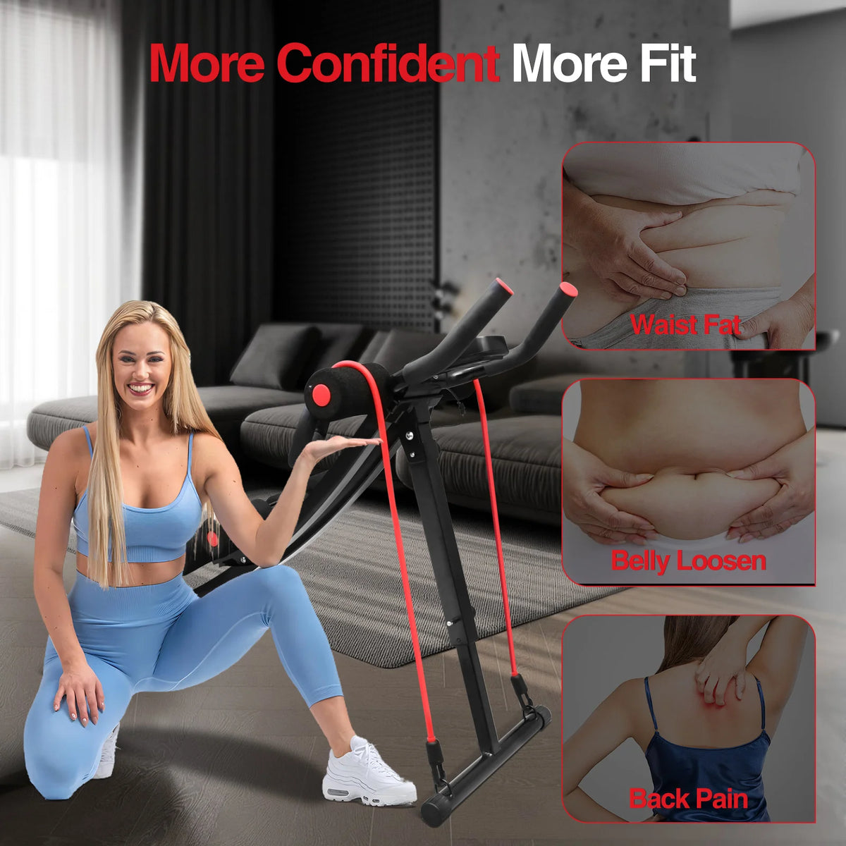 Fitness AB Machine Abdominal Trainers Core Workout Equipment 440 lbs Foldable Height Adjustable For Home Exercise Kit Whole Body