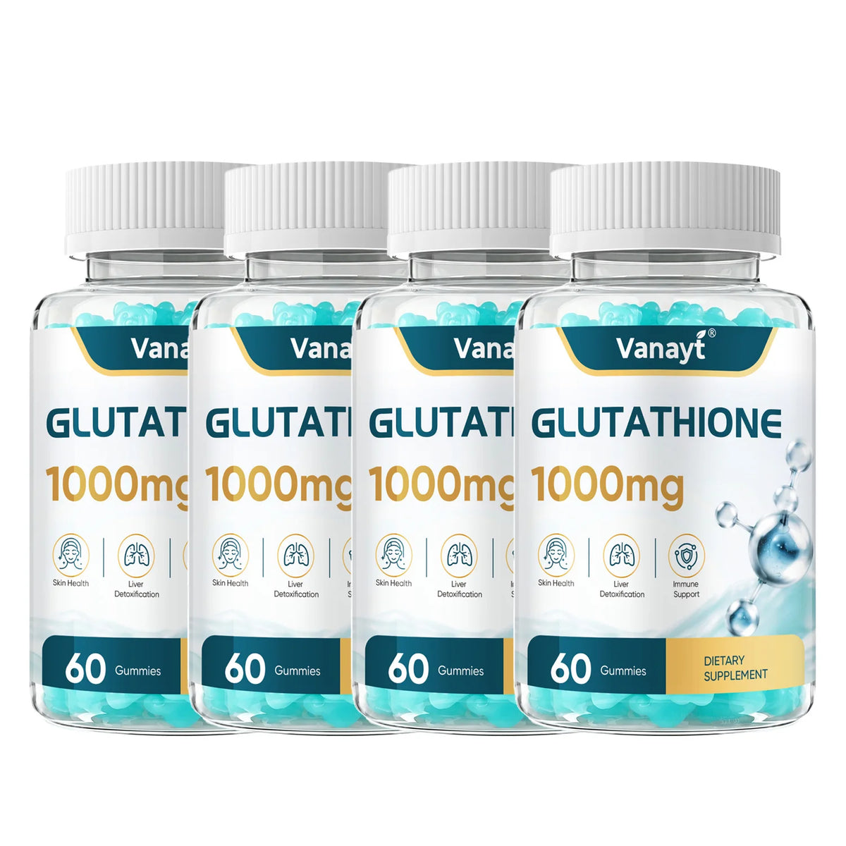 Vanayt Glutathione 1000mg Gummies Hydrolyzed Collagen Vitamin C 60Pcs Skin Health Liver Detox Immune Support Dietary Supplement