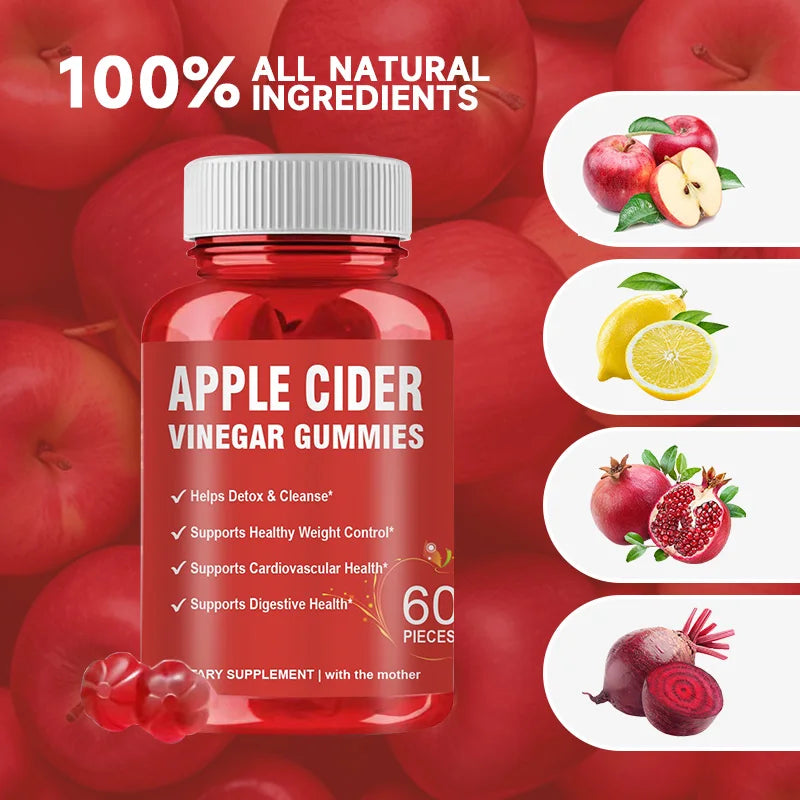 Apple Cider Vinegar Gummies Detox For Bloating and Constipation Slimming Fat Burning Digestive System Health