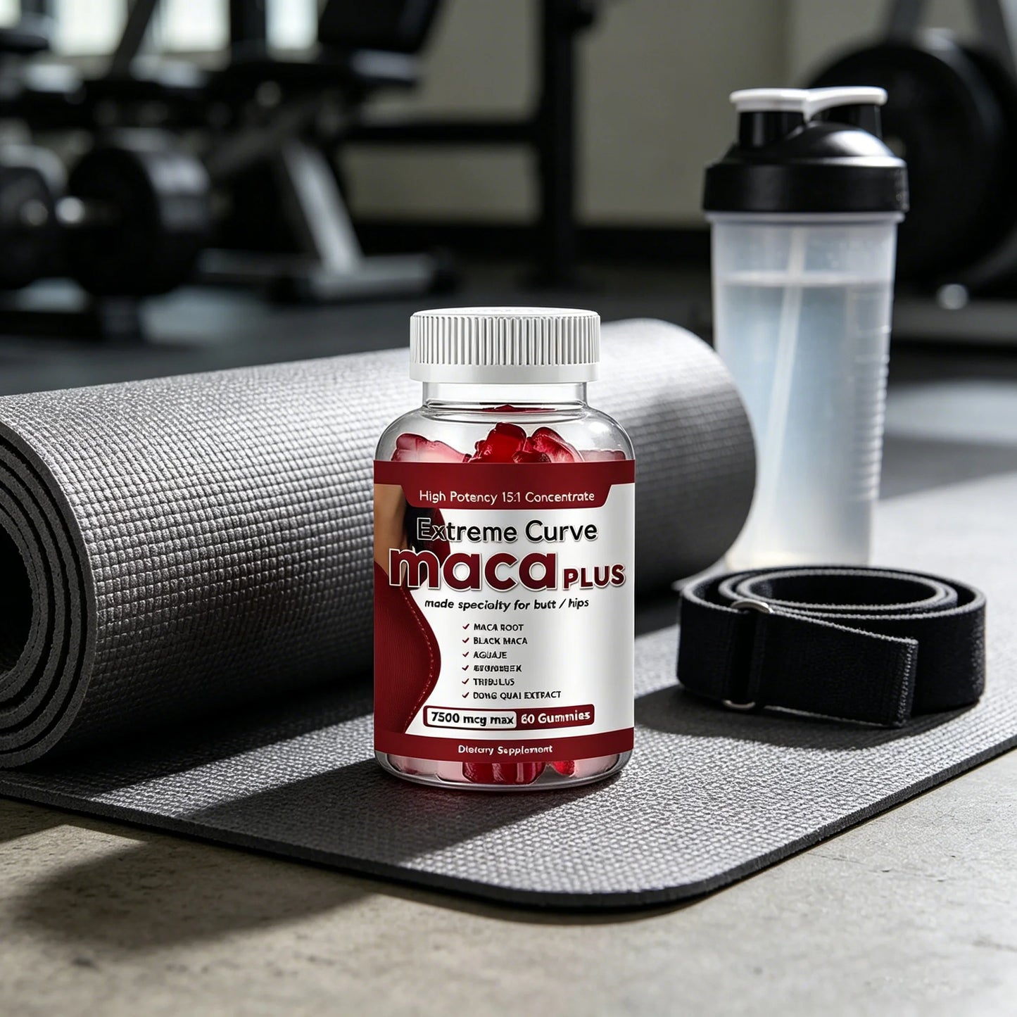 1 bottle black plus Maca gummies plump and lift your buttocks easily improving the appearance of your buttocks 7500mcg Maca Root Gummies