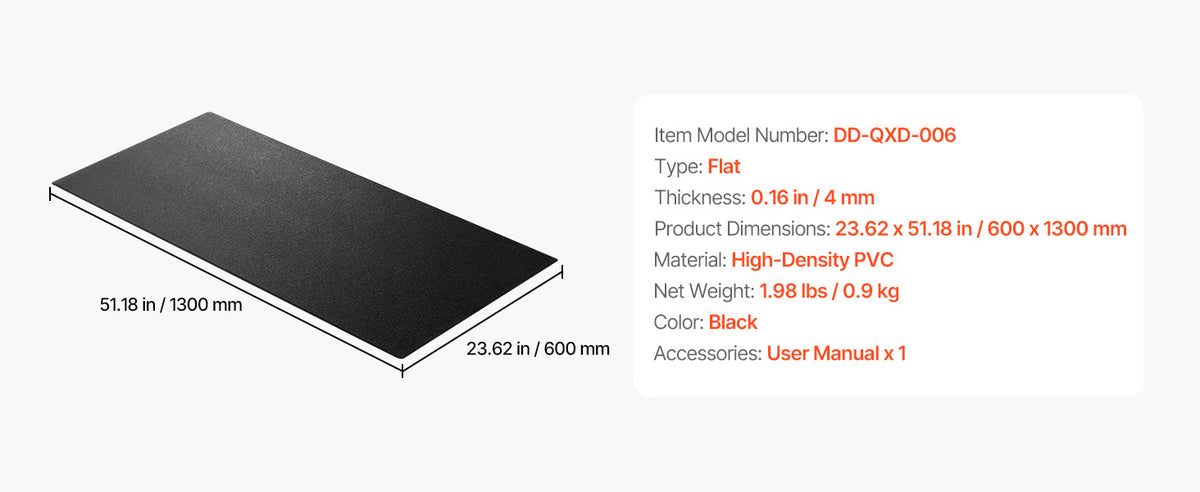 VEVOR Treadmill Mat for Carpet Floor Thickness High Density PVC Waterproof Non-slip Mat for Elliptical Home Gym