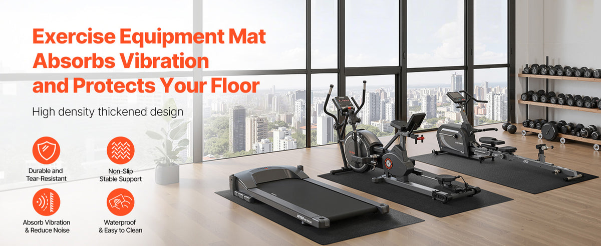 VEVOR Treadmill Mat for Carpet Floor Thickness High Density PVC Waterproof Non-slip Mat for Elliptical Home Gym